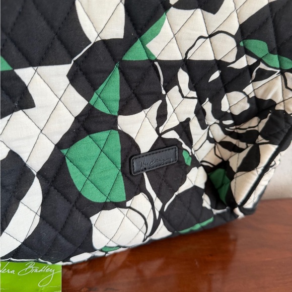 NWT Vera Bradley Imperial Rose Large Zip Cosmetic Makeup Bag Green Black Travel - Picture 2 of 8